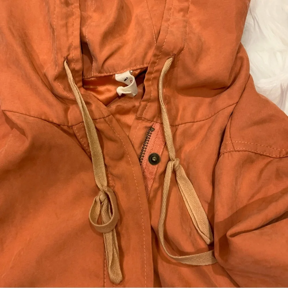 Orange peach zip up cropped hoodie